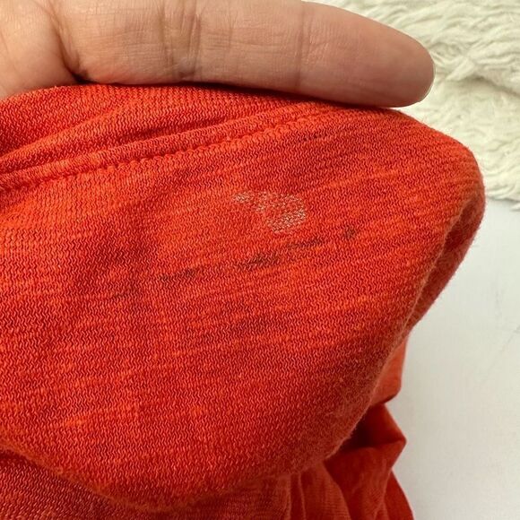Eileen Fisher V Neck Orange Hemp Organic Cotton Blend Short Sleeve Shift Dress M - Picture 9 of 9
